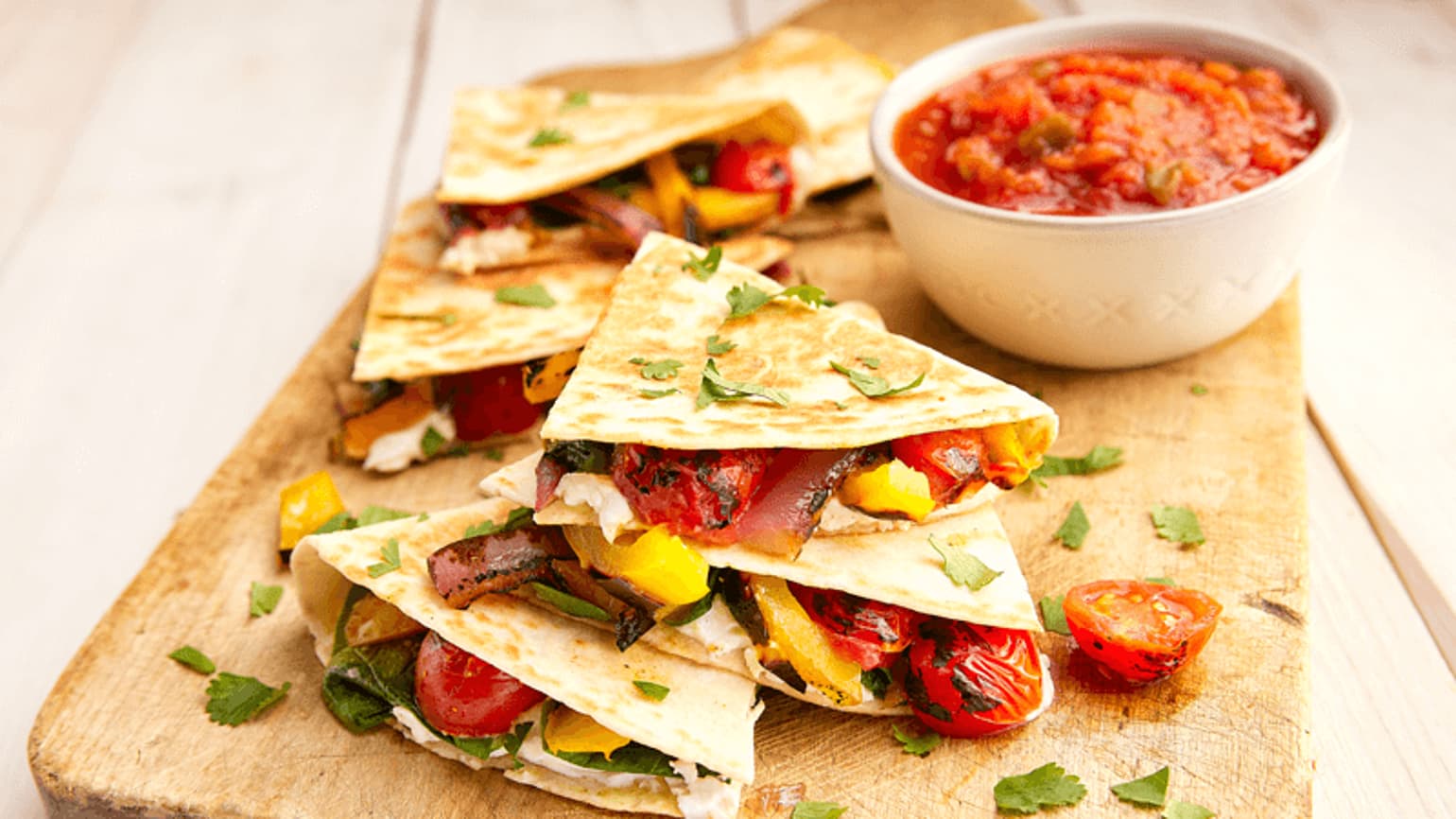 charred veggie quesadillas with goat cheese